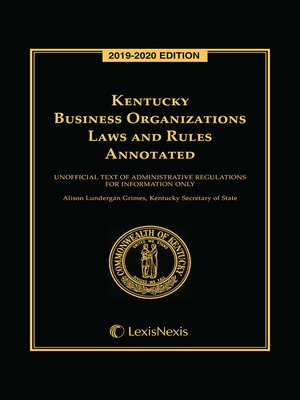 cover image of Kentucky Business Organizations Laws and Rules Annotated